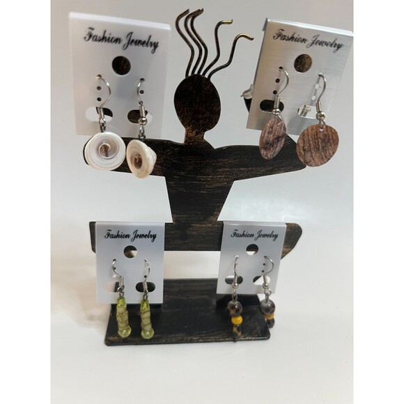 Resin Pierced Earrings 4 Pair Single Dangle 1"-2" Classic Chic USA Made H6 - Picture 1 of 8